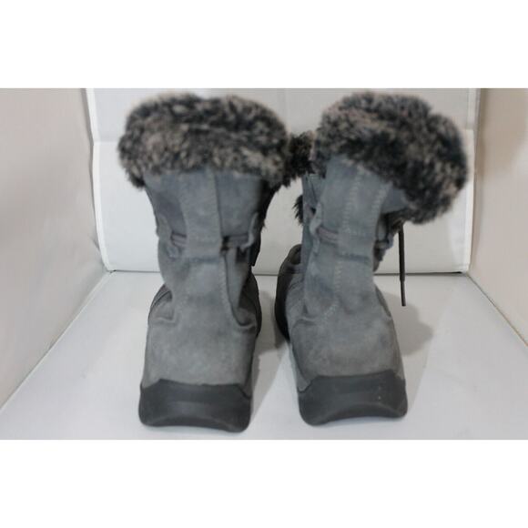 Lands End Suede Gray Boots Tie Lace Winter Furry Inside sz 7B Fur Warm - Picture 7 of 7